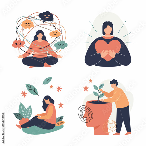 Mental Health and Wellness Illustrations