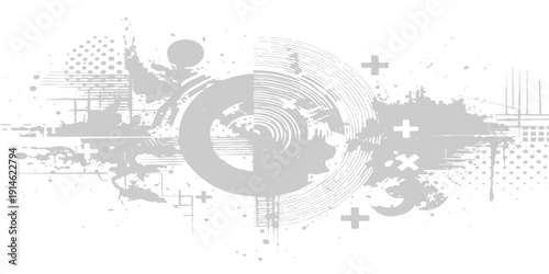 Abstract grunge background with a black circular vector design featuring a swirl pattern and a business rubber stamp element as a decorative art frame for a modern concept illustration