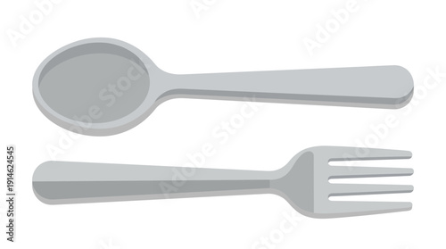 Spoon and Fork d flat vector isolated white background