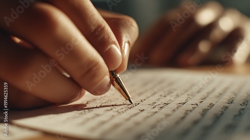 Hand Writing with Fountain Pen.