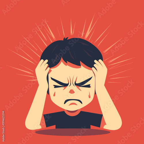headache icon, symbol of anger, nervous tension, aggression vector illustration , vector style simple color