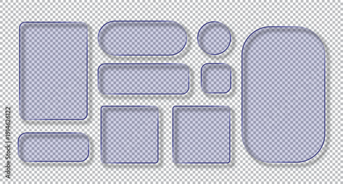 Modern Blue Glass morphism UI Elements for Web Design and App Interface