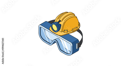 Safety gear hard hat and goggles for construction work.