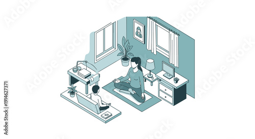 Woman Meditating in a Serene Home Environment.