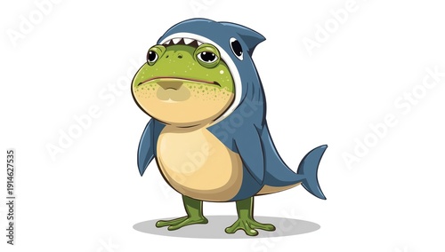 A frog dressed as a shark, isolated vector illustration