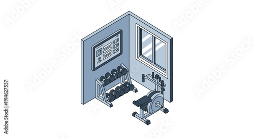 Isometric Home Gym with Dumbbell Rack and Rowing Machine.