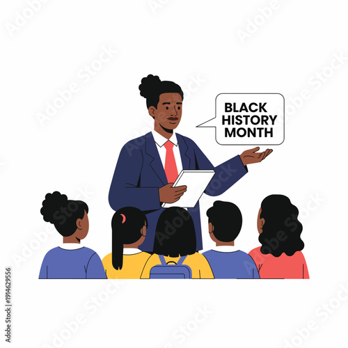 Teacher Discussing Black History Month with Students