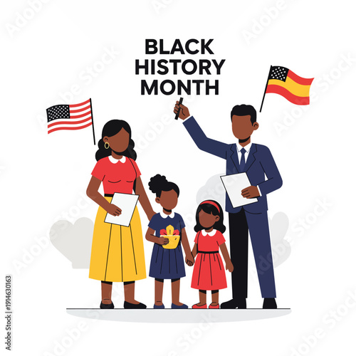 Black Family Celebrating Black History Month
