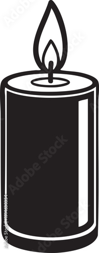 Black and white of a lit candle flame simple