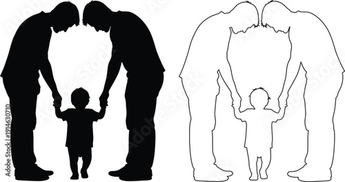 Illustration of family support and protection depicted through body silhouettes