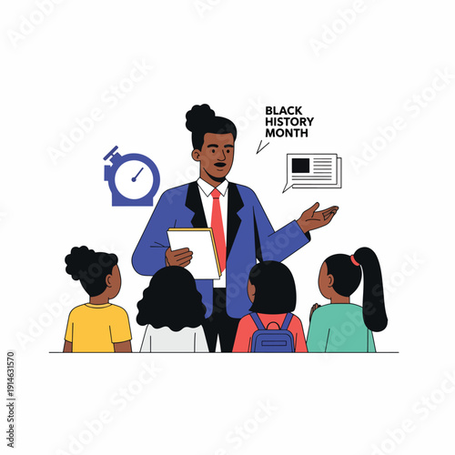 Teacher Educating Children About Black History Month
