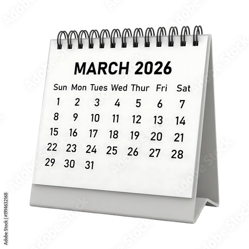 Desk calendar showing march 2026 month date planner appointment organizer reminder planning schedule event date book tabletop calendar office supply