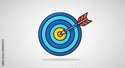 Bullseye target with arrow hitting center circle accurately