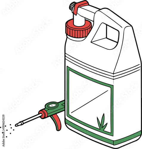 Pesticide Container with Spray Nozzle – Agriculture Chemical Product Vector Illustration