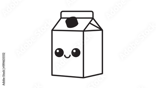 Charming cartoon milk carton with a cheerful smiling face.