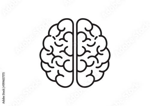 Human Brain Icon Minimal Outline Line Art Vector Illustration for Medical and Intelligence Concept Design