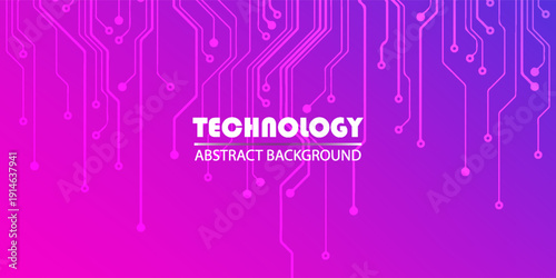 Digital technology banner pink blue background concept with technology line light effects, abstract tech, illustration vector for graphic design