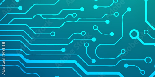 Digital technology banner green blue background concept with technology light effect, abstract tech, innovation future data, internet network, Ai big data, lines dots connection, illustration vector