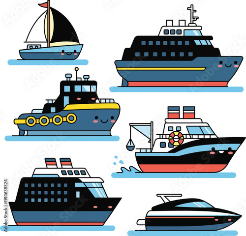 Various Cartoon Watercraft