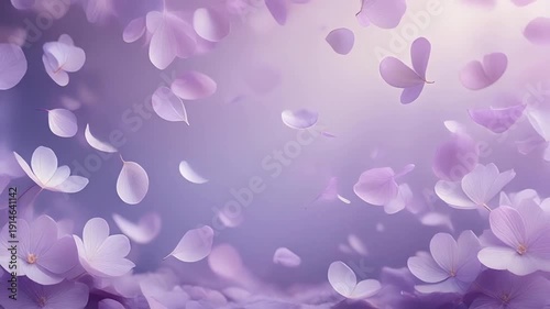 Beautiful Purple Flower Petals Falling Gently in Soft Light 1.