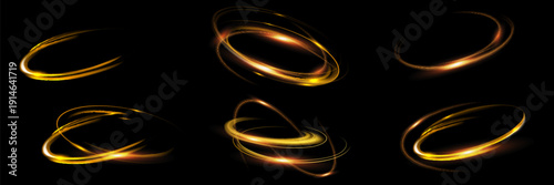 Curve golden line light effect. Smooth holiday light line with lighting effects. Light cool whirlwind. curve light effect.