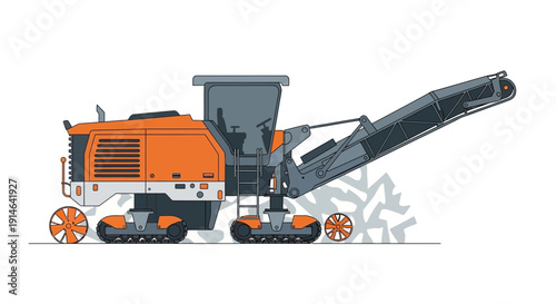 Heavy Industrial Milling Machine With Conveyor Belt On White Background Illustration