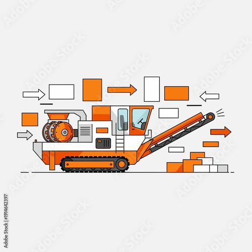 Heavy Machinery Processing Industrial Materials for Construction and Manufacturing Purposes
