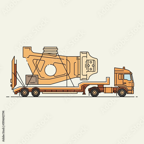 Heavy Machinery Transported Safely On Flatbed Truck