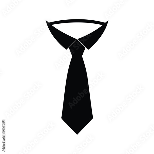 Elegant black and white tie silhouette vector illustration showcasing formal attire design, necktie silhouette vector illustration
