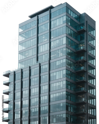 Modern Rise Building with Glass Facade skyscraper high-rise isolated on a transparent background