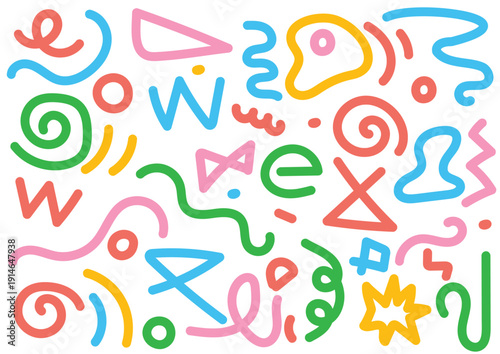 カラフルポップな抽象的な線模様の背景素材