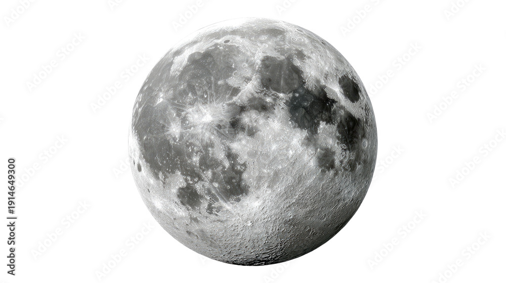 Obraz premium Lunar Orb: The stark contrast of light and shadow unveils the intricate surface of the moon, revealing its craters and textures in striking detail.