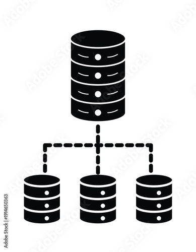 Server cluster with master and replica nodes vector illustration. 