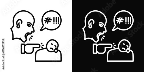 Verbal Attack Icon White And Black Background Style
