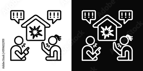 Domestic Argument Icon White And Black Background Style