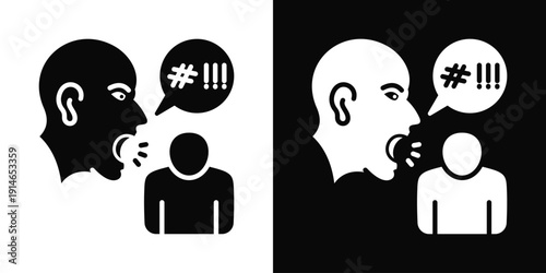 Verbal Abuse Icon White And Black Background Style