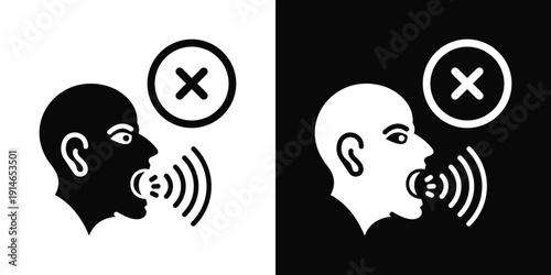 Disrespectful Talk Icon White And Black Background Style