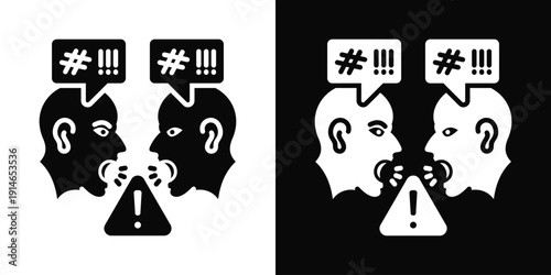 Rude Comment Icon White And Black Background Style