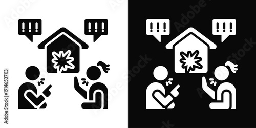 Domestic Argument Icon White And Black Background Style