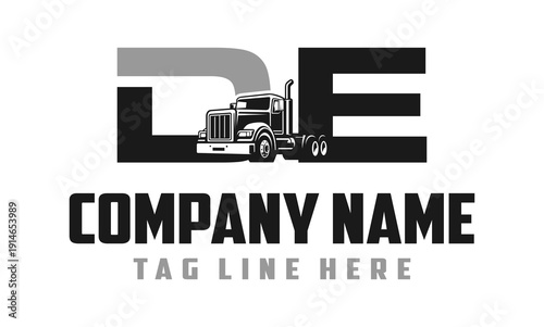 Letter DE Truck logo vector 