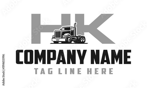 Letter HK Truck logo vector 