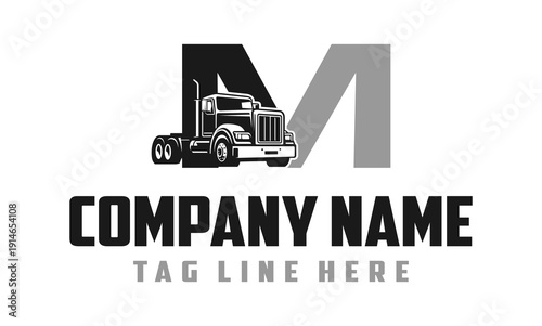 Letter M Truck logo vector 