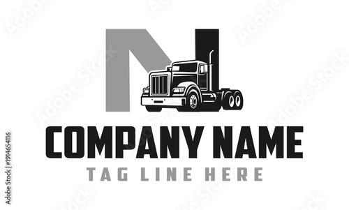 Letter N Truck logo vector 