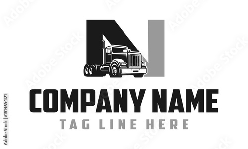 Letter N Truck logo vector 