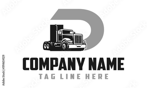 Letter D Truck logo vector 
