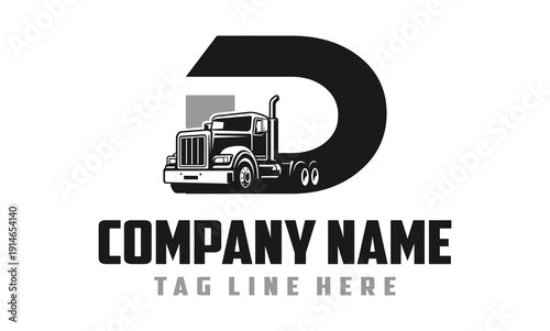 Letter D Truck logo vector 
