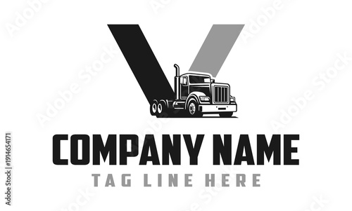 Letter V Truck logo vector 