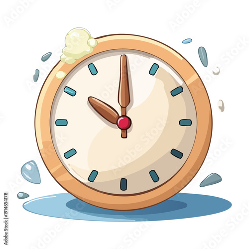 Splashing Water Clock Graphic Asset For Time Efficiency And Deadline Pressure Awareness In Business Management Illustration