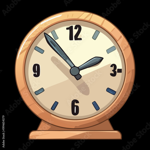 Classic Round Alarm Clock Graphic Asset With Black Stand For Morning Wake Up Call And Time Management Illustration