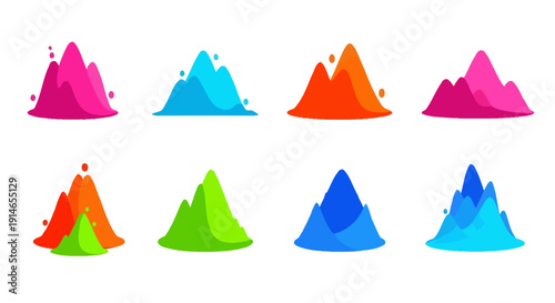 Colorful Powder Mounds, Festive Atmosphere, Joyful Scene, Cultural Heritage, Vibrant Colors